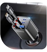 2026 Ultra-Compact SUPERONE Retractable Car Charger, 5 in 1 Car Phone Charger with Dual Type C Ca...