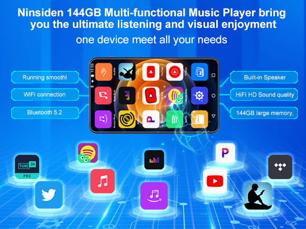 MP3 Player with Bluetooth and WiFi