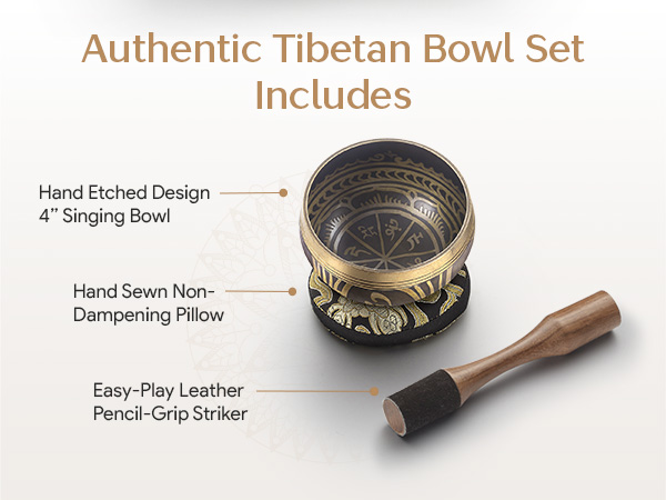 Authentic meditation bowl kit with hand-sewn non-dampening pillow