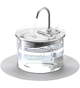 iPettie Glass Cat Water Fountain, Kitty Spout Water Fountain 68oz/2L for Cats Dogs with 2 Spray H...