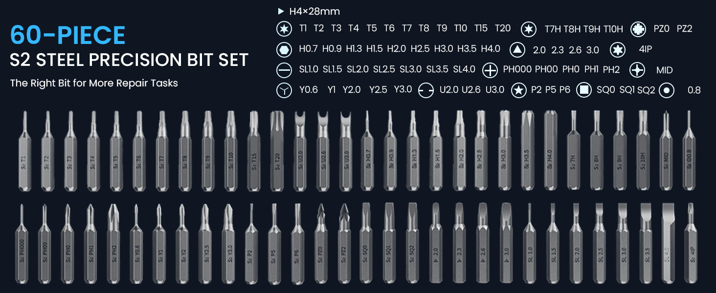 60 Pcs S2 Steel Bits