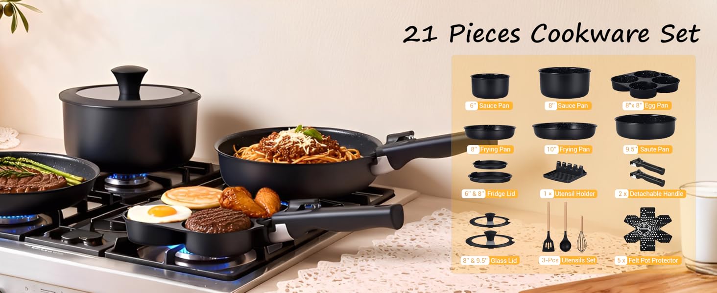 Complete 21-Piece Nonstick Cookware Set