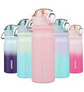 BJPKPK Water Bottle With Straw 18oz Insulated Water Bottles Reusable Stainless Steel Metal Thermo...
