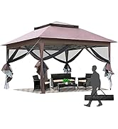 10'x10' Pop Up Gazebo Outdoor Canopy Gazebo Patio Canopy Gazebo with Mosquito Netting Double Roof...