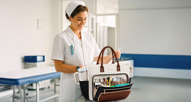 LOVEVOOK Teacher Laptop Tote Bag for Women Nurse Work With Large Cup Holder Computer Purses