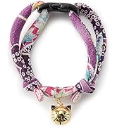 Necoichi Chirimen Hanabi Fireworks Cat Collar (Purple) with Bell Safety Breakaway Soft Lightweigh...