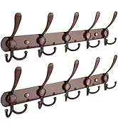 TICONN Wall Mounted Coat Rack, Five Heavy Duty Tri Hooks All Metal Construction for Jacket Coat H...