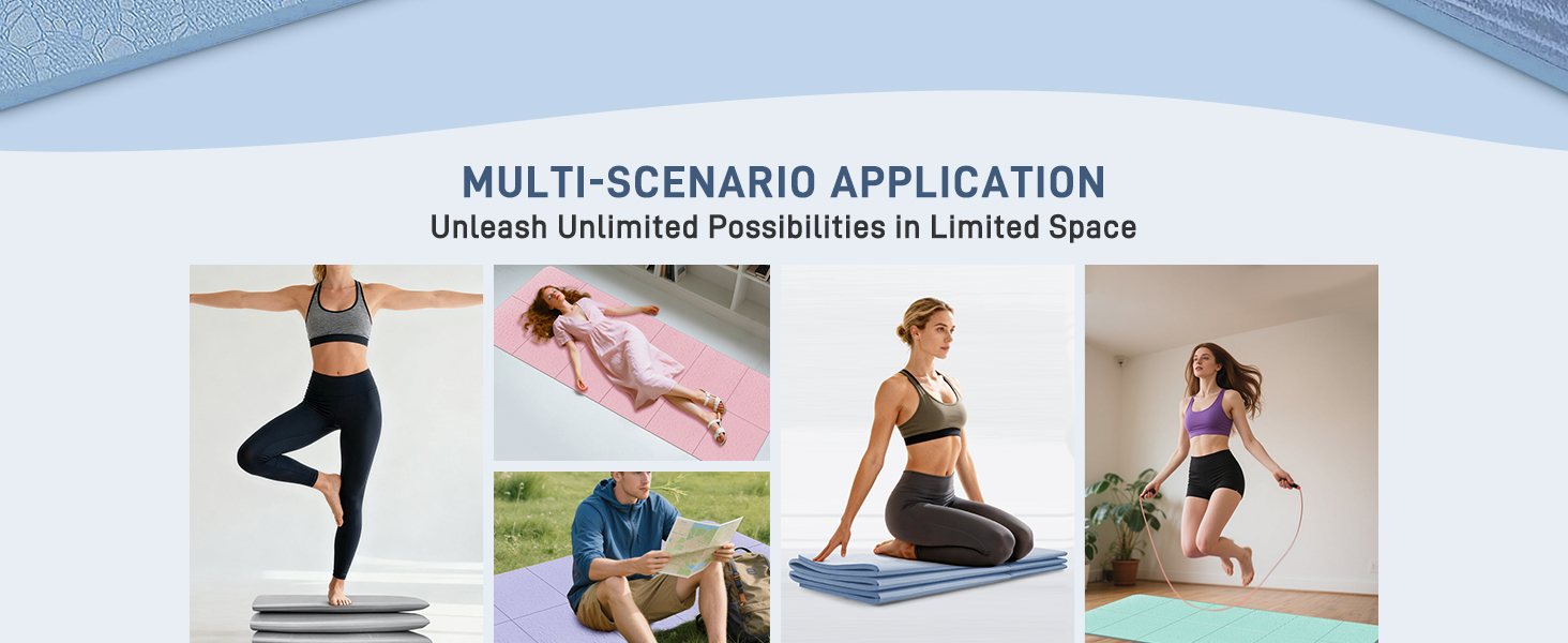 Foldable Yoga Mat for Travel 72&amp;#34;x 32&amp;#34;x 0.32&amp;#34;Inch