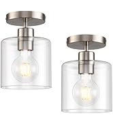 KLSS Brushed Nickel Semi Flush Mount Ceiling Light,Modern Ceiling Light Fixture for Closet Hallwa...