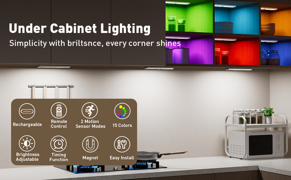 Under Cabinet Lighting Motion Sensor Light Indoor Wireless Under Counter Lights for Kitchen