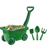 Duckura Kids Gardening Tools Set - 7pcs Wheelbarrow Set for Kids with Shovel, Rake, Leaf Rake, Su...