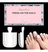 MelodySusie Pure White Press On Toenails, Sharp Square 300Pcs 15 Sizes X Pre-Designed High Gloss ...