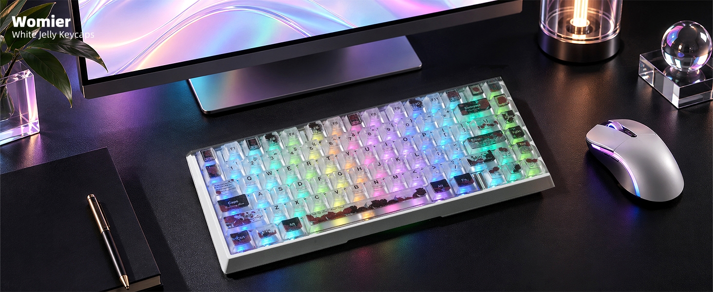 Clear Keycaps, Shine-Through Keycaps, Jelly Keycaps Cherry Profile Keycaps for Mechanical Keyboard