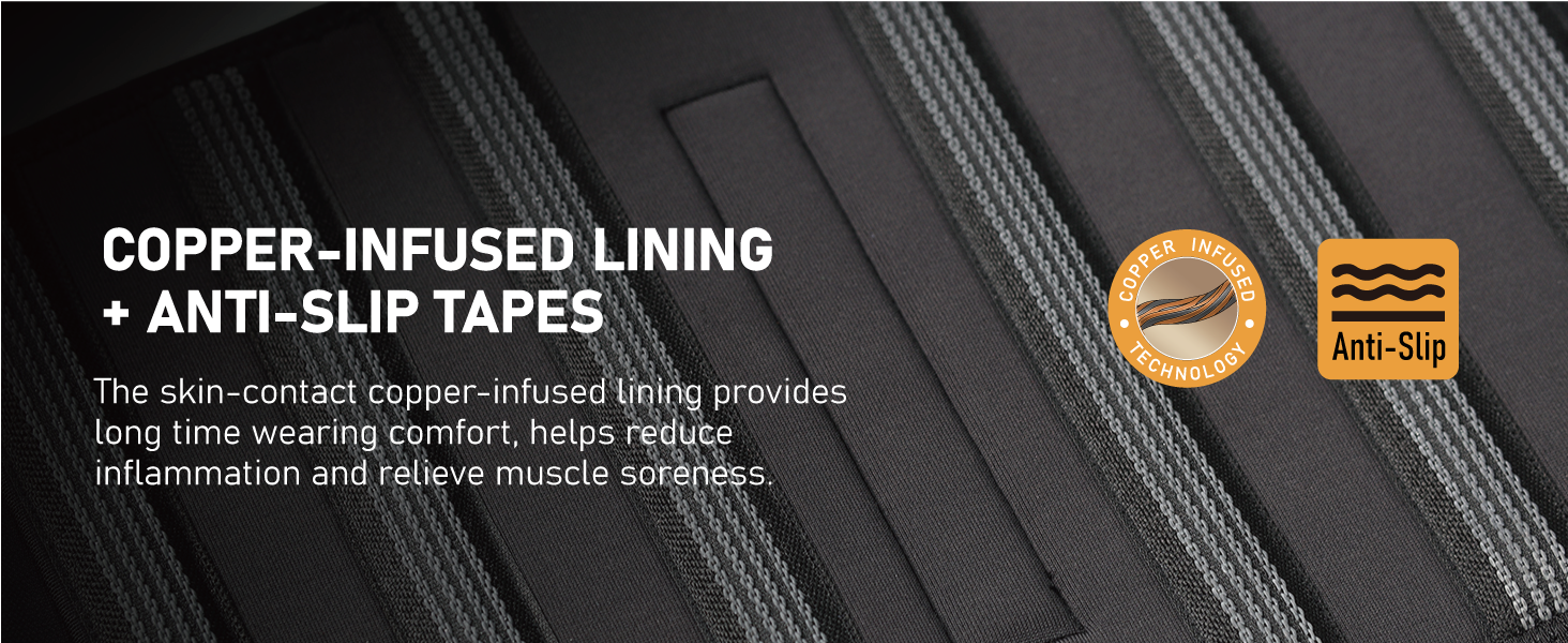 COPPER-INFUSED LINING AND ANTI-SLIP TAPES