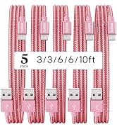 SPEATE USB C Cable, Premium Nylon Braided USB A to Type C Charger Cable [5-Pack, 3/3/6/6/10FT], P...