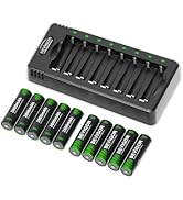 Rechargeable AA Batteries with Charger, BEVIGOR 10 Pack 2800mAh High Capacity Ni-MH Double A Batt...