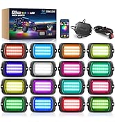 MICTUNING Q1 MAX RGB+IC Rock Lights 16 Pods Kit, 384 Beams 1000% Brighter Chasing Dreamcolor Unde...