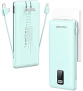 charmast Portable Charger with Built-in Cables and Plug, 10000mAh USB C Power Bank Fast Charging,...