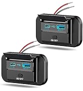 2PCS 12V RV USB Outlet with Power Switch, Vadaxx 48W Dual PD3.0 Type-C & Quick Charge QC3.0 USB-A...