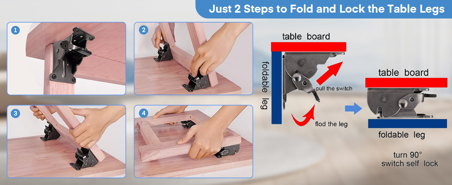 Folding Brackets, TopDirect Lock Extension Support Bracket Foldable Self Lock Hinges with Screws