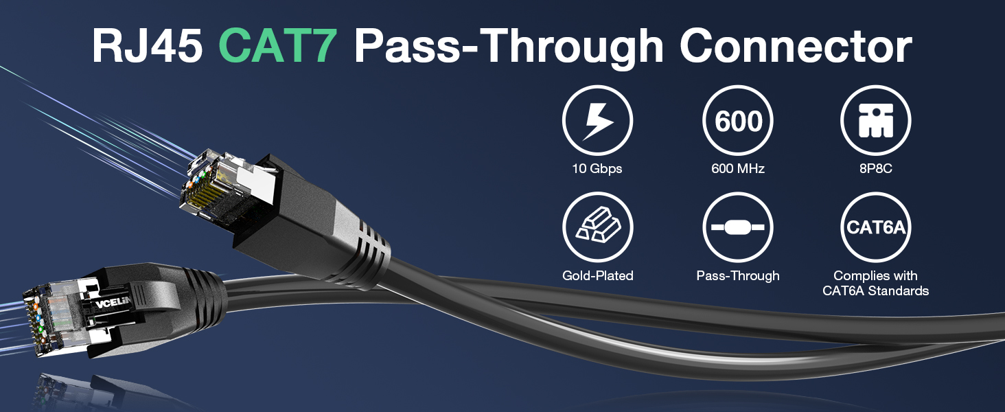 VCELINK CAT7 Pass-Through RJ45 Connector