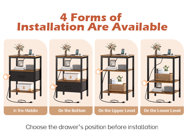 nightstand bed side table nightstand with charging station nightstand with drawer narrow 