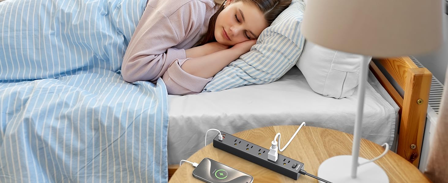 2 prong flat plug power strip