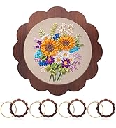 4 Sets Wood Embroidery Hoop Frame 8 Inch Sunflower Embroidery Display Frame Large Round Wooden Em...