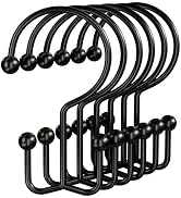 OEH Shower Curtain Hooks, Metal Shower Curtain Rings, Black Shower Curtain Hooks Rust Proof, Doub...