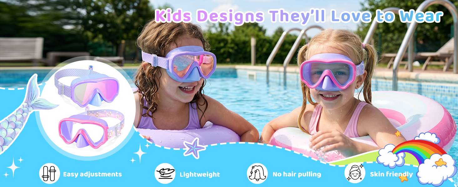 Kids Swim Goggles with Nose Cover