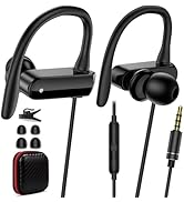 Wired Over Ear Earbuds with Microphone Ear Hook,3.5mm Sport Headphones Wired for Laptops iPad iPo...