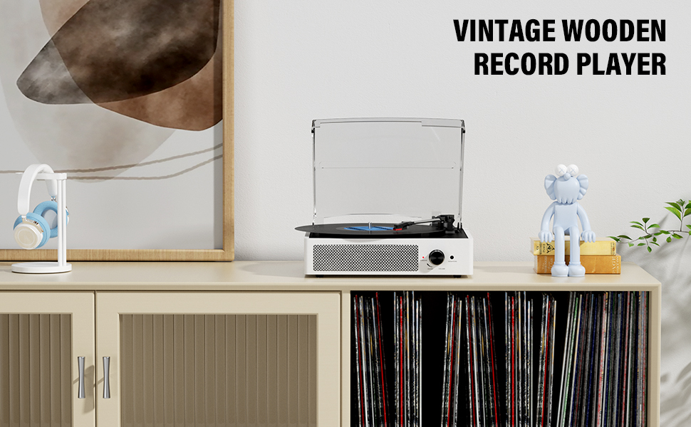 Vintage Wooden Record Player Home Decoration