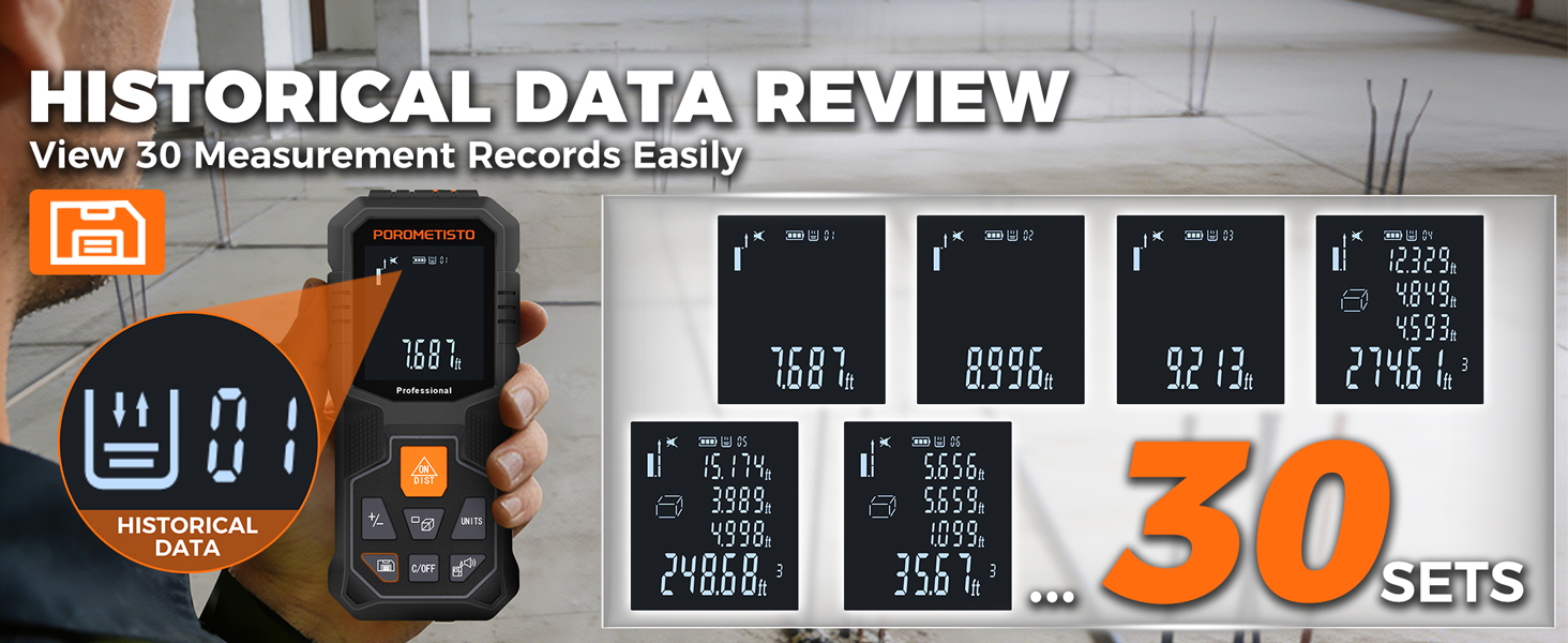 Text reads 'HISTORICAL DATA REVIEW' with multiple numerical data points and graphs displayed on dark background. Dashboard-style interface showing analytical data visualization.