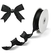 Craftdady 10 Yards Black Ruffle Edge Ribbon Yarn Fabric Ribbons for Bowknot | 0.98 Inch Wide Poly...