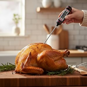 A rustic wooden cutting board surrounded by fresh herbs, garlic, and seasoned thick cuts of meat rea