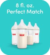 NUK Perfect Match 2-in-1 Natural and Anti-Colic Bottle with Medium Flow, Wide, Adaptable Nipple, ...