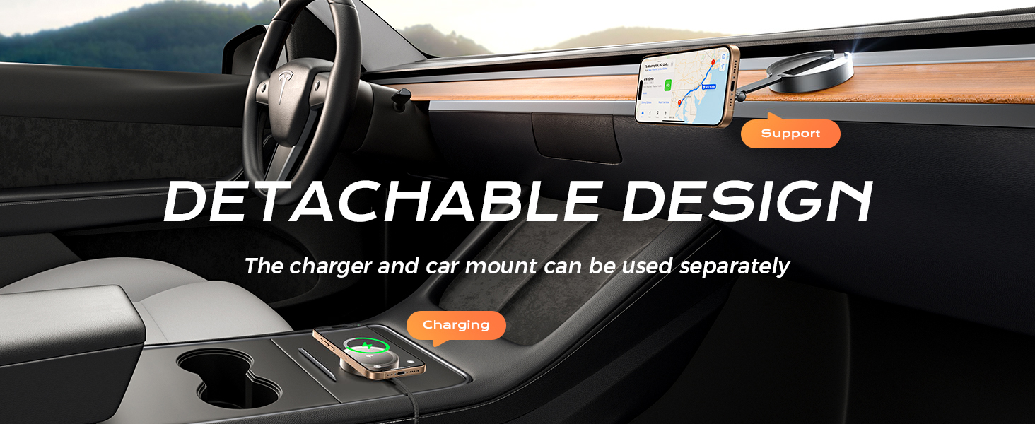 The charger and car mount can be used separately.