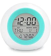 Kids Digital Alarm Clock, with 7 Color Night Light, Small, for Boys and Girls, to Wake up at Bedr...