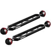 MINIFOCUS 2 Pack of 8" Double Ball Aluminum Extension Arm, 1" Ball Head Connector Underwater CNC ...