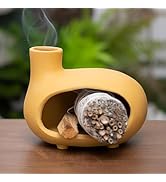 MOUGIGI yellow Palo Santo Holder with Chimney–Mini Fireplace Incense Burner for Sage Burning, Woo...