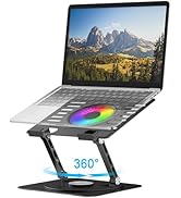 YTech Laptop Stand,with 360°Rotating Base,External Cooling Fan,Adjustable RGB Lighting,Ergonomic ...