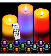 NICEME 3PCS LED Multi Colored Flameless Candles Battery Operated Flickering Flame Color Changing ...