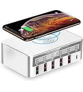 FUHAOXUAN Charging Station, 100W 6-Port USB Fast Charger with QC 3.0 & PD, Compatible with Apple ...