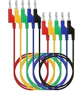SWANLAKE 5-Piece Dual-Ended Banana Plug Test Leads, 1000V 15A 3.5ft/1M Multimeter Electrical 4mm ...
