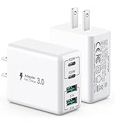 [2 Pack] USB C Wall Charger, 40W 4-Port USB C Charger Block,Fast Charging Block Dual Port PD+QC W...