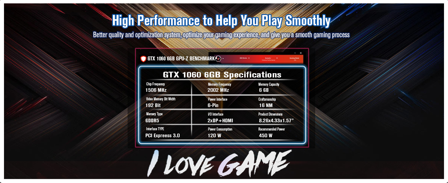 SRhonyra GTX 1060 6GB GDDR5 gaming video card