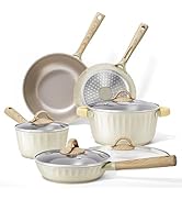 Aufranc Nonstick Pots and Pans Set, 9 Pcs Ceramic Cookware Set, Induction Kitchen Cookware Set In...