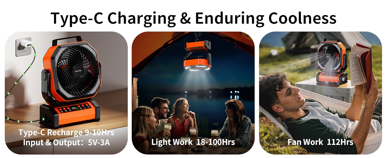 portable camping fan with light