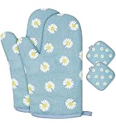 AUAUY Oven Mitts and Pot Holders, 392°F Heat Resistant Cooking Gloves and Hot Pads, Baking Mitten...