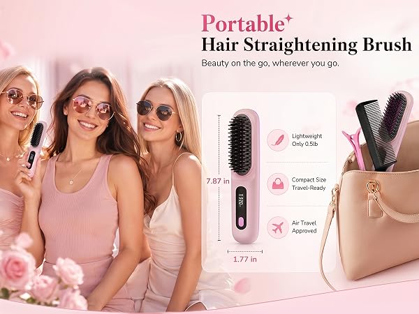 Portable Hair Straightening Brush Beauty on the go, wherever you go.
